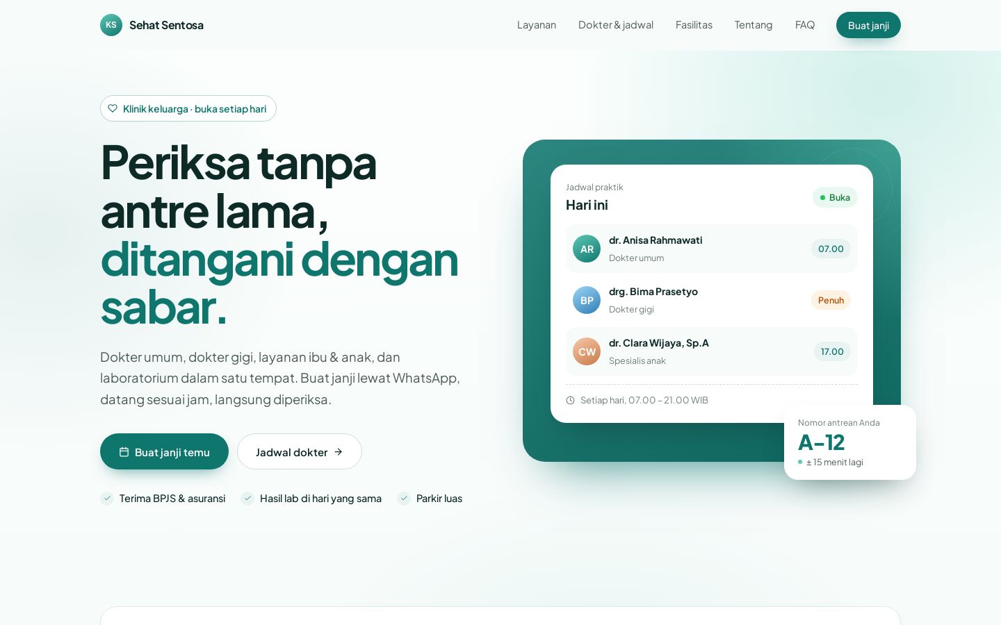 Tampilan demo website Klinik & Kesehatan