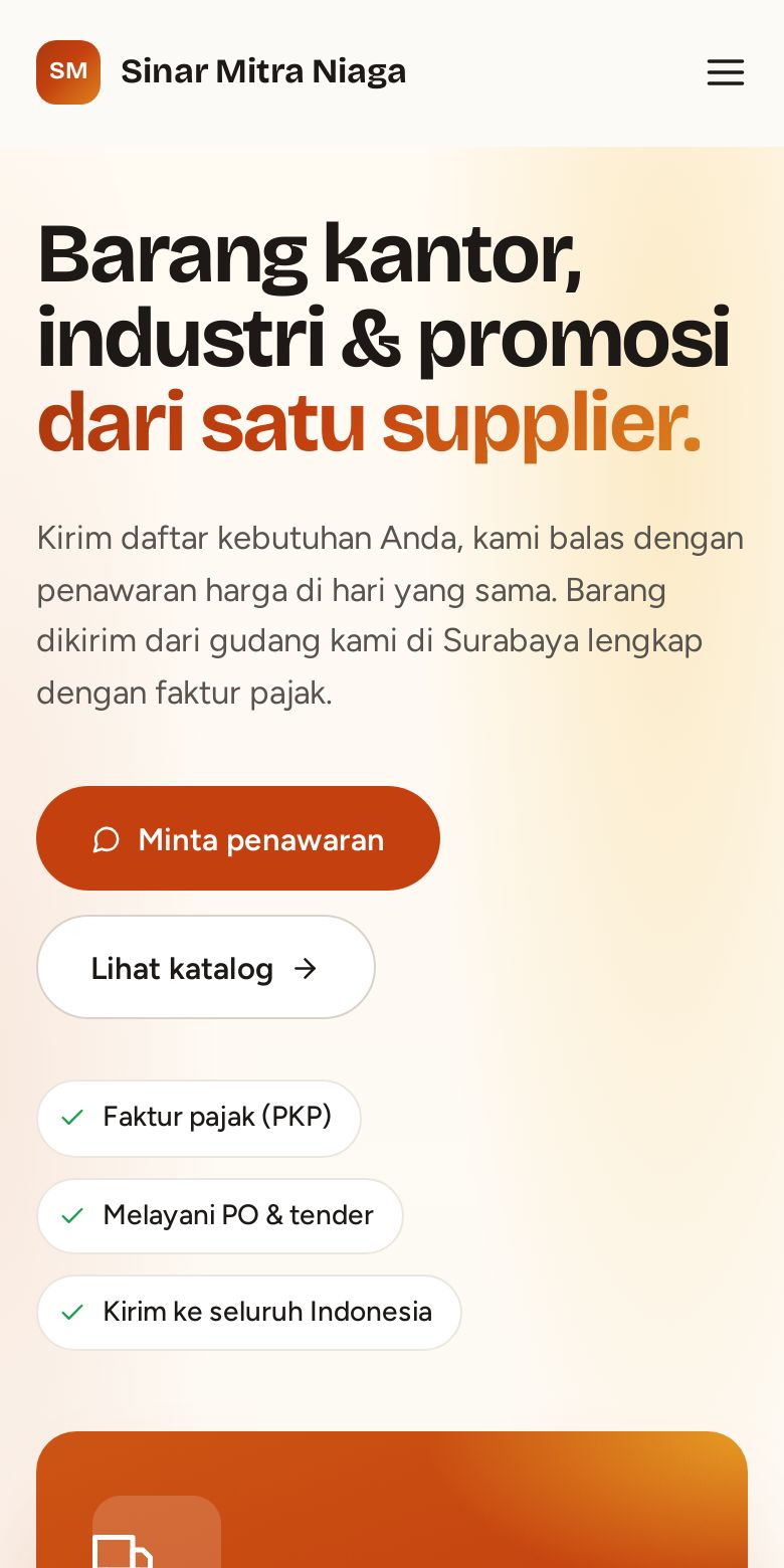 Tampilan HP demo Supplier & Distributor